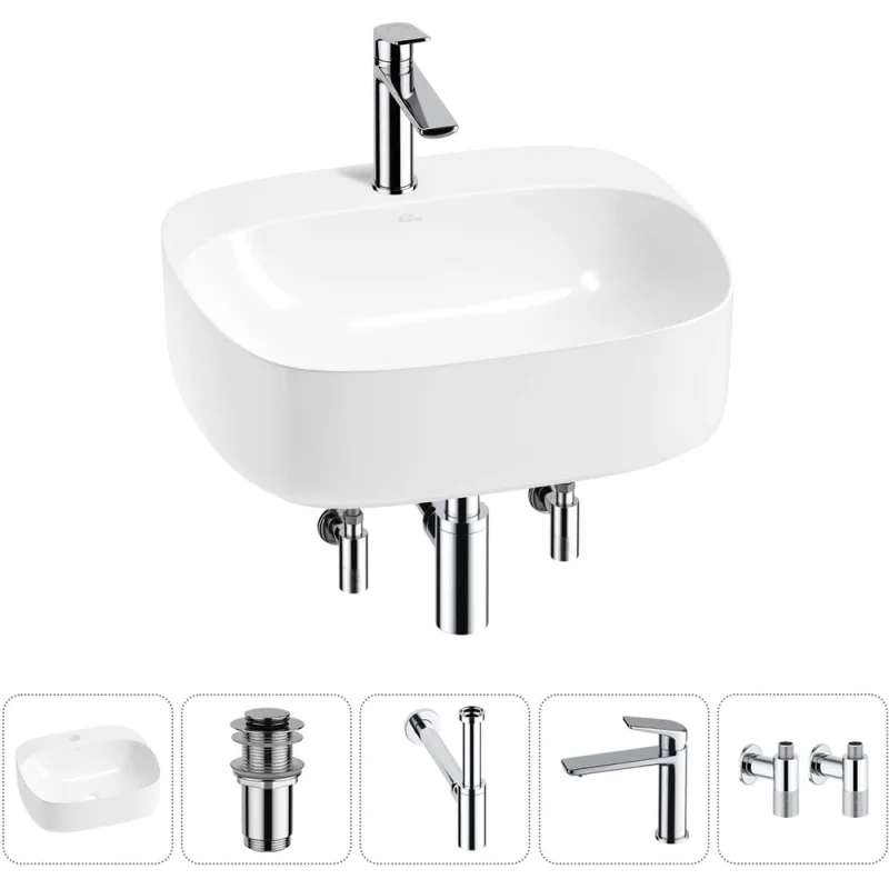 Набор Wellsee 5 в 1 Ideal накладная раковина 50x42 см 20214107R