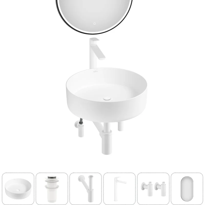 Акционный набор Wellsee 6 в Coax накладная раковина 40x40 см 20218250R