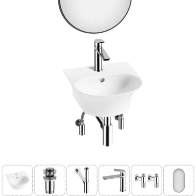 Комплект Wellsee 6 в 1 Lavinia Boho Bathroom Sink накладная/подвесная раковина 34x36 см 20219905R