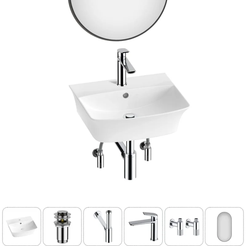 Комплект 6 в 1 Wellsee Bathroom Sink накладная/подвесная раковина 45x40 см состоит 20219961R