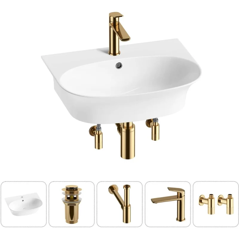 Комплект Wellsee 5 в 1 Lavinia Boho Bathroom Sink накладная/подвесная раковина 55x43 см 20216707R