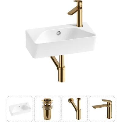 Комплект 4 в 1 Wellsee Bathroom Sink накладная/подвесная раковина 40x22 см состоит 20216423R