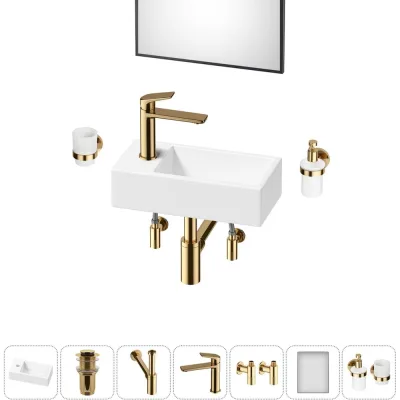 Комплект Wellsee 7 в 1 Lavinia Boho Bathroom Sink накладная/подвесная раковина 40x20 см 20219589R