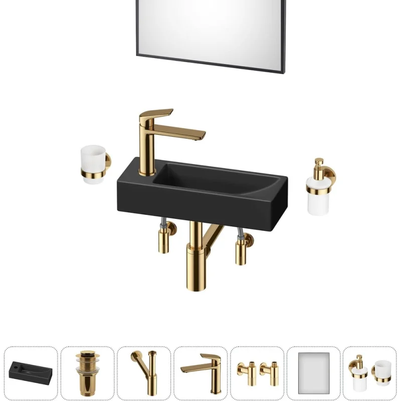 Комплект Wellsee 7 в 1 Lavinia Boho Bathroom Sink накладная/подвесная раковина 38x14 см 20219554R