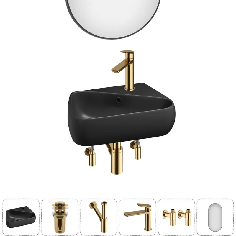 Комплект Wellsee 6 в 1 Lavinia Boho Bathroom Sink накладная/подвесная раковина 44x27 см 20219901R