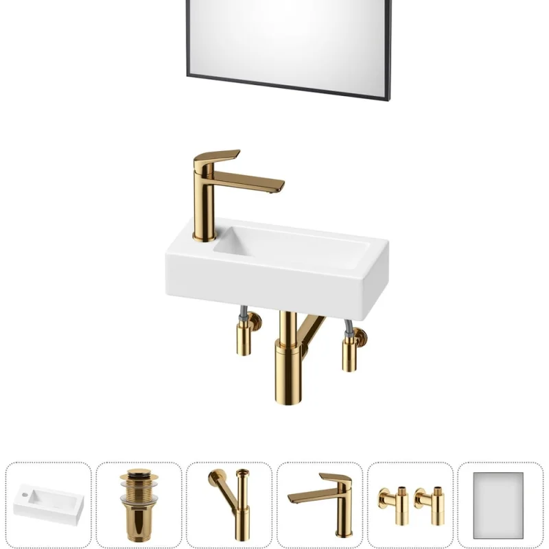 Комплект Wellsee 6 в 1 Lavinia Boho Bathroom Sink накладная/подвесная раковина 37x18 см 20219529R