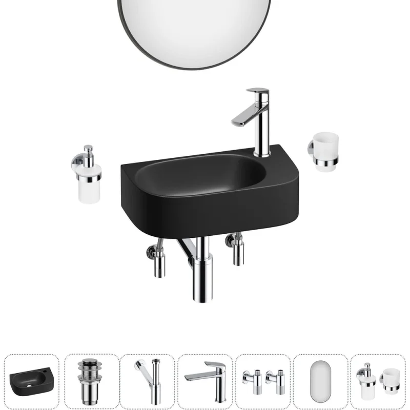 Комплект Wellsee 7 в 1 Lavinia Boho Bathroom Sink накладная/подвесная раковина 40x22 см 20219748R