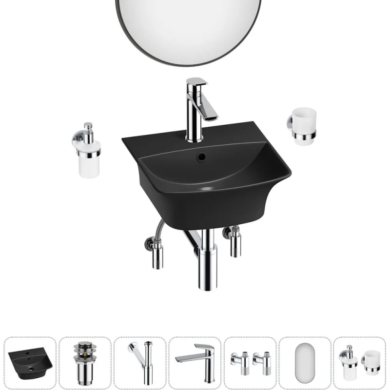 Комплект Wellsee 7 в 1 Lavinia Boho Bathroom Sink накладная/подвесная раковина 35x36 см 20219958R