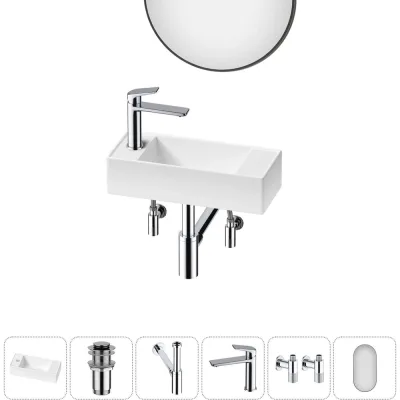 Комплект Wellsee 6 в 1 Lavinia Boho Bathroom Sink накладная/подвесная раковина 43x18 см 20219723R