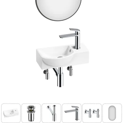 Комплект Wellsee 6 в 1 Lavinia Boho Bathroom Sink накладная/подвесная раковина 40x23 см 20219611R