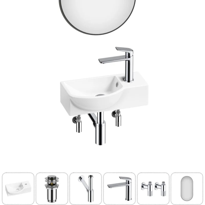 Комплект Wellsee 6 в 1 Lavinia Boho Bathroom Sink накладная/подвесная раковина 40x23 см 20219611R