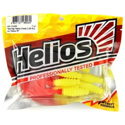 Твистер Helios hs-10-038 credo 2.35"/6.0 см, yellow rt, 7шт 00000197980