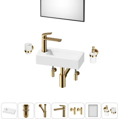 Комплект Wellsee 7 в 1 Lavinia Boho Bathroom Sink накладная/подвесная раковина 37x18 см 20219533R