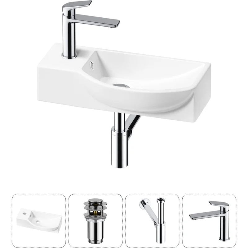 Комплект 4 в 1 Wellsee Bathroom Sink накладная/подвесная раковина 45x24 см состоит 20216085R