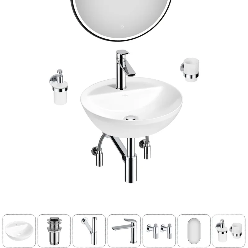 Набор Wellsee 7 в 1 Cute Twin R накладная раковина 42x42 см 20218951R