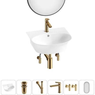 Комплект Wellsee 6 в 1 Lavinia Boho Bathroom Sink накладная/подвесная раковина 46x41 см 20219921R