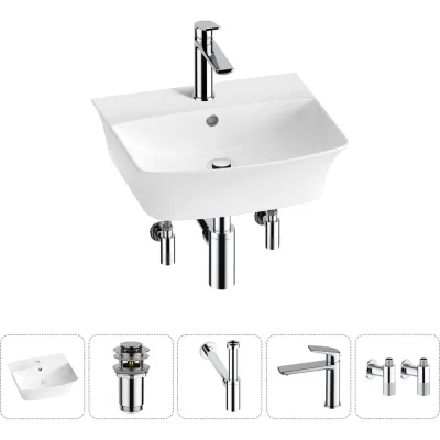 Комплект 5 в 1 Wellsee Bathroom Sink накладная/подвесная раковина 45x40 см состоит 20216761R