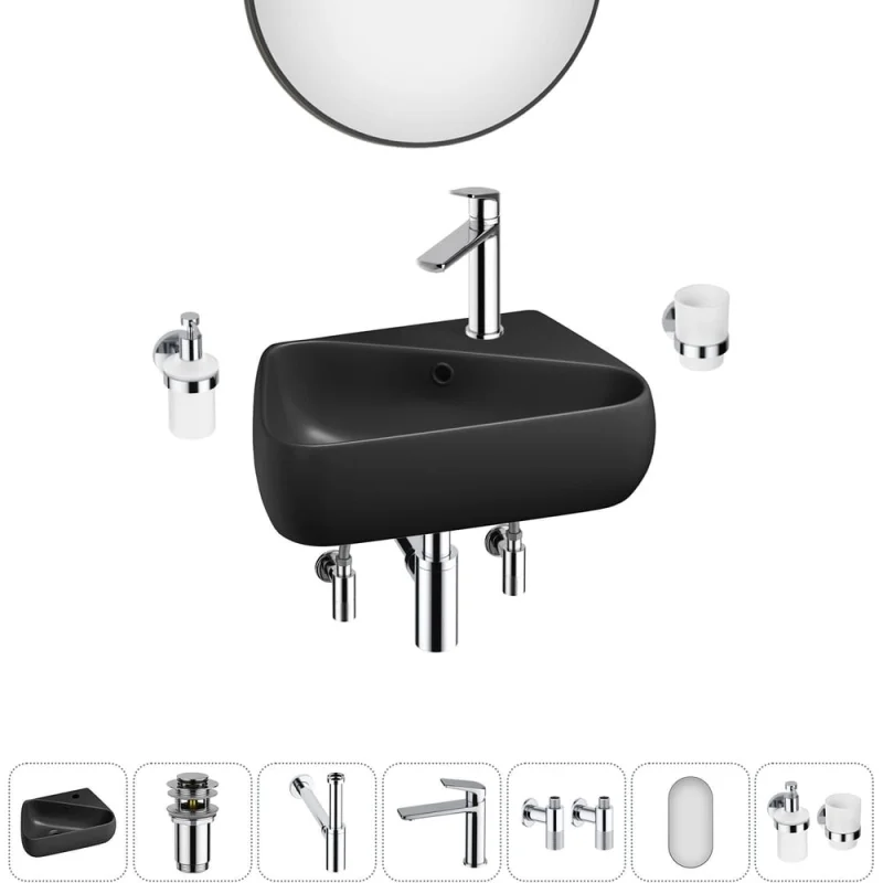 Комплект Wellsee 7 в 1 Lavinia Boho Bathroom Sink накладная/подвесная раковина 44x27 см 20219902R