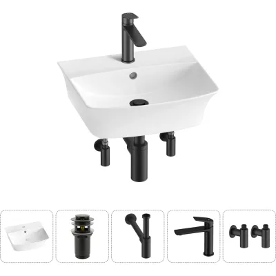 Комплект 5 в 1 Wellsee Bathroom Sink накладная/подвесная раковина 45x40 см состоит 20216762R