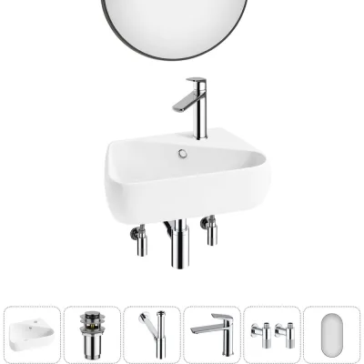 Комплект Wellsee 6 в 1 Lavinia Boho Bathroom Sink накладная/подвесная раковина 44x27 см 20219891R