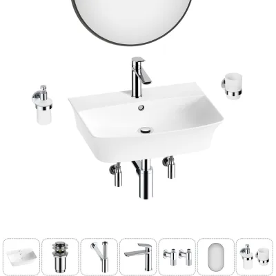 Комплект Wellsee 7 в 1 Lavinia Boho Bathroom Sink накладная/подвесная раковина 55x42 см 20219979R