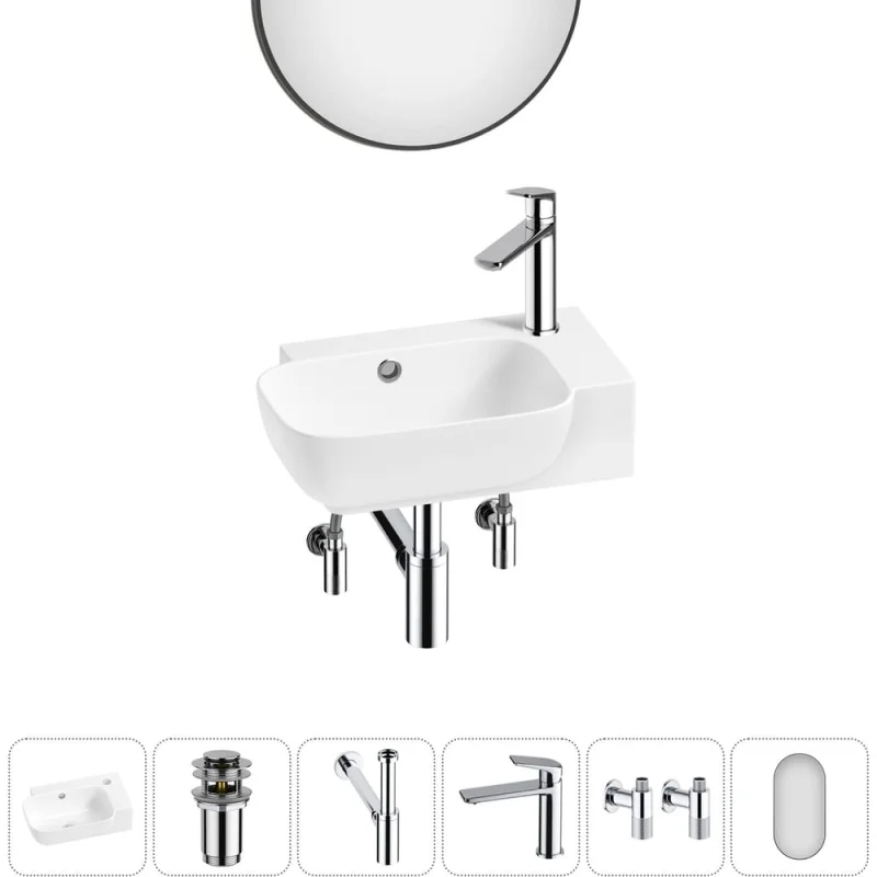 Комплект Wellsee 6 в 1 Lavinia Boho Bathroom Sink накладная/подвесная раковина 40x24 см 20219765R