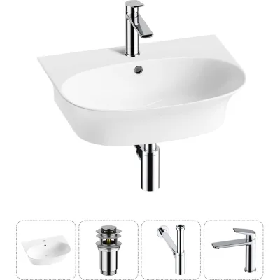Комплект 4 в 1 Wellsee Bathroom Sink накладная/подвесная раковина 55x43 см состоит 20216701R