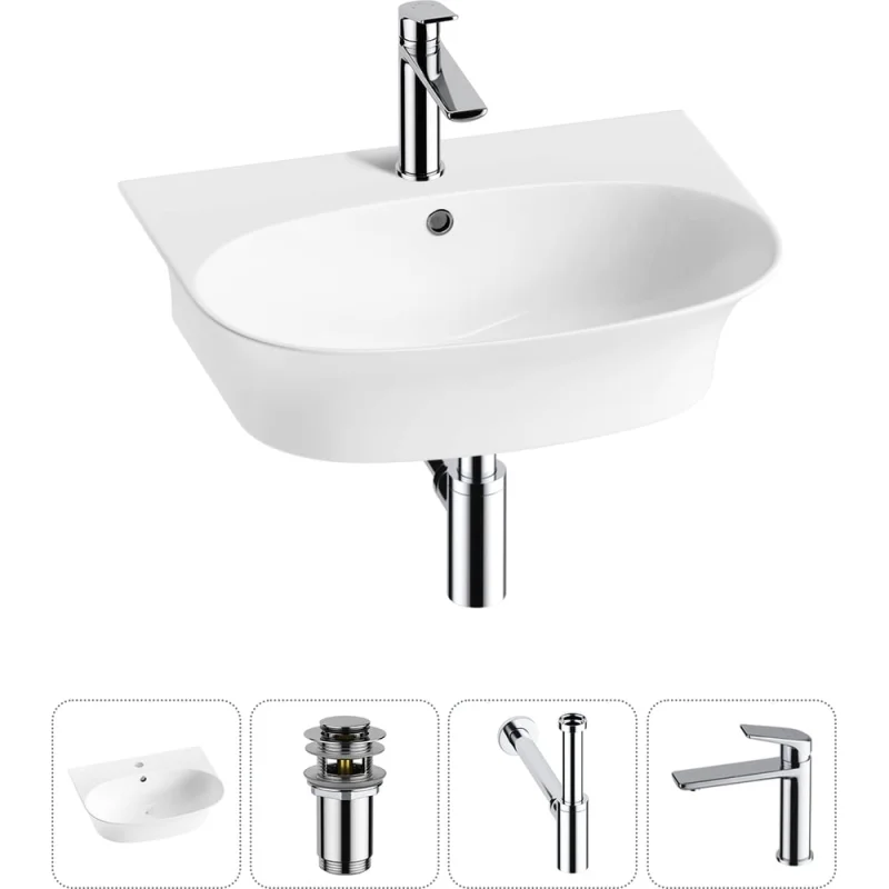 Комплект 4 в 1 Wellsee Bathroom Sink накладная/подвесная раковина 55x43 см состоит 20216701R