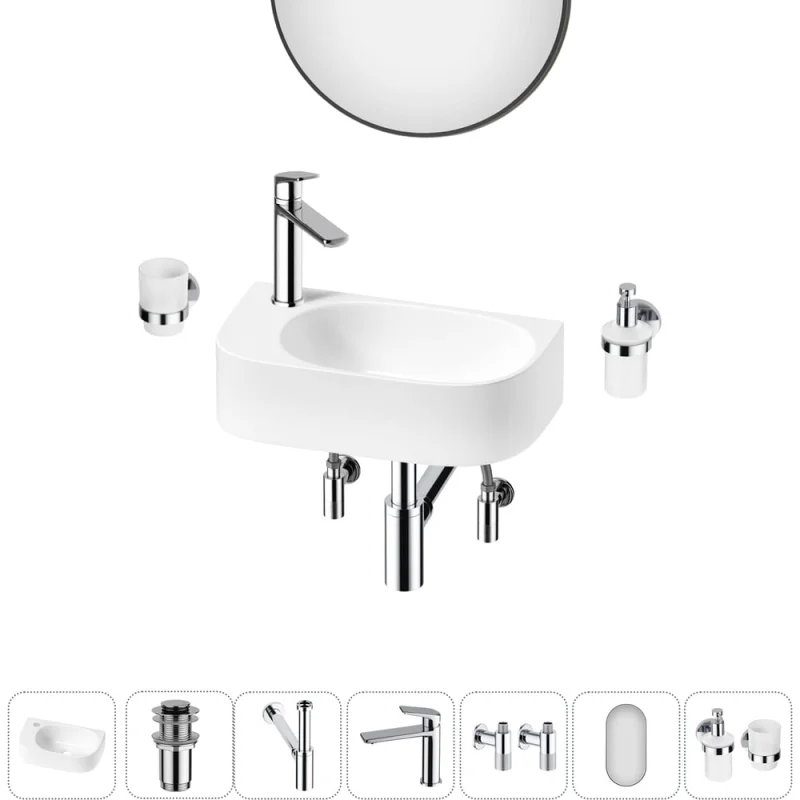 Комплект Wellsee 7 в 1 Lavinia Boho Bathroom Sink накладная/подвесная раковина 40x22 см 20219755R