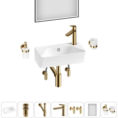 Комплект Wellsee 7 в 1 Lavinia Boho Bathroom Sink накладная/подвесная раковина 40x22 см 20219799R