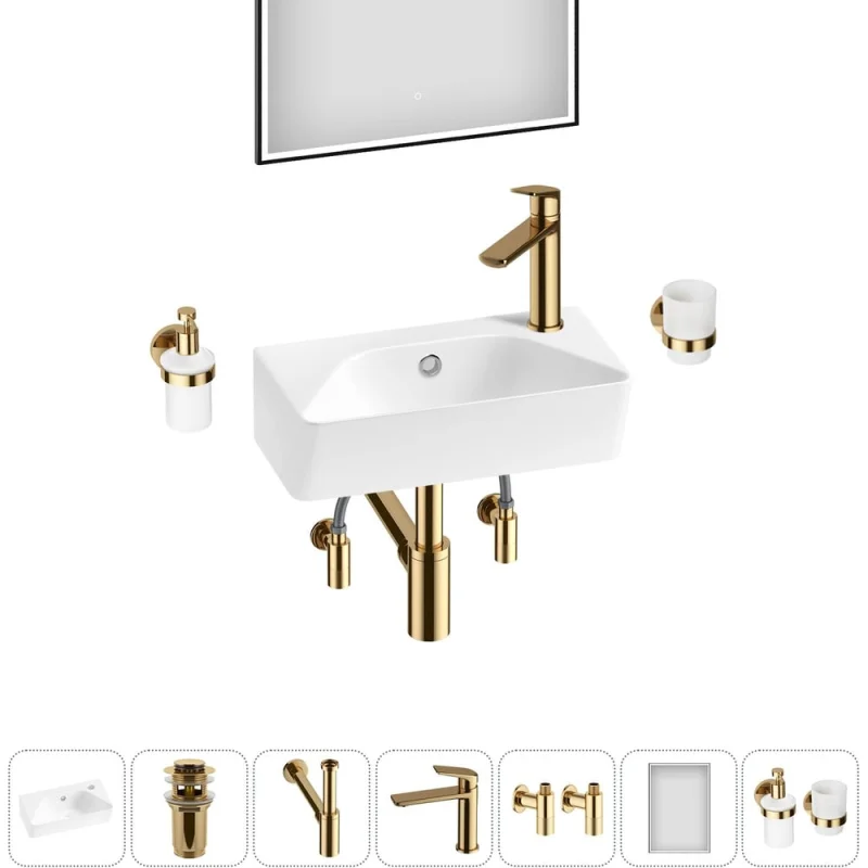 Комплект Wellsee 7 в 1 Lavinia Boho Bathroom Sink накладная/подвесная раковина 40x22 см 20219799R