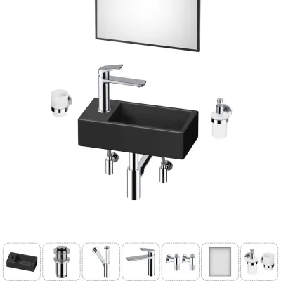 Комплект 7 в 1 Wellsee Bathroom Sink накладная/подвесная раковина 40x20 см состоит 20219594R