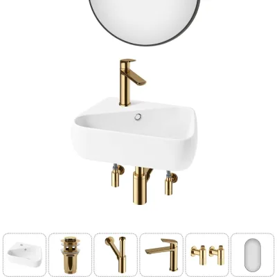 Комплект Wellsee 6 в 1 Lavinia Boho Bathroom Sink накладная/подвесная раковина 44x27 см 20219879R