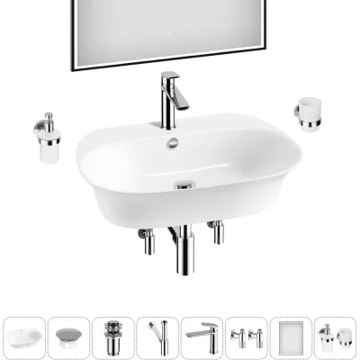Набор Wellsee 8 в 1 Excellence Pro накладная/подвесная раковина 65x46 см 20219053R