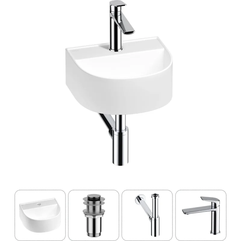 Мини-раковина для ванной комнаты или туалета Wellsee WC Area в наборе 4 в 1 20212117R