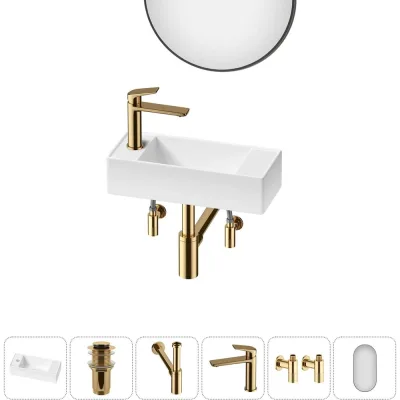 Комплект Wellsee 6 в 1 Lavinia Boho Bathroom Sink накладная/подвесная раковина 43x18 см 20219725R