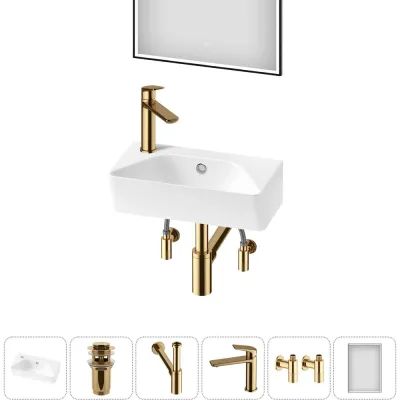 Комплект Wellsee 6 в 1 Lavinia Boho Bathroom Sink накладная/подвесная раковина 40x22 см 20219809R