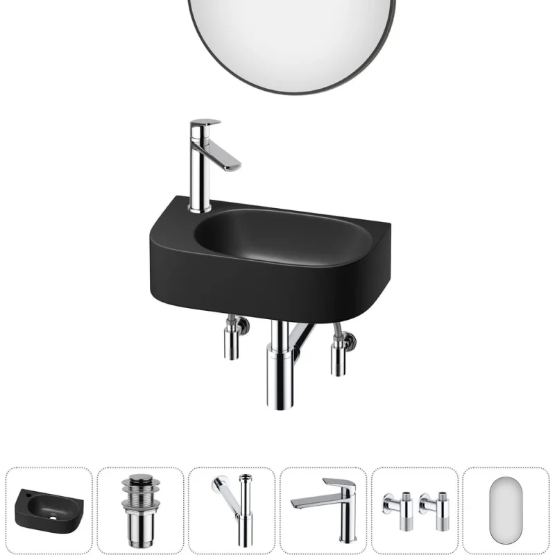 Комплект Wellsee 6 в 1 Lavinia Boho Bathroom Sink накладная/подвесная раковина 40x22 см 20219759R