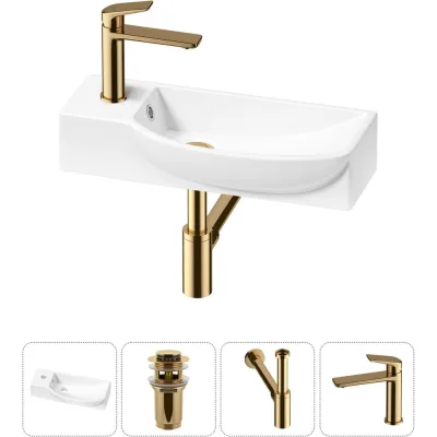 Комплект Wellsee 4 в 1 Lavinia Boho Bathroom Sink накладная/подвесная раковина 50x24 см 20216143R