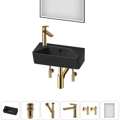 Комплект 6 в 1 Wellsee Bathroom Sink накладная/подвесная раковина 40x22 см состоит 20219817R