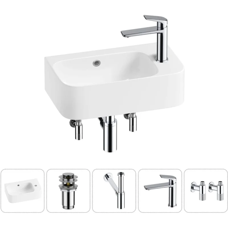 Комплект Wellsee 5 в 1 Lavinia Boho Bathroom Sink накладная/подвесная раковина 45x27 см 20216509R