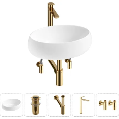 Комплект 5 в 1 Wellsee Lavinia Boho Bathroom Sink накладная раковина 46x31 см (состоит из 3331108 20215077R