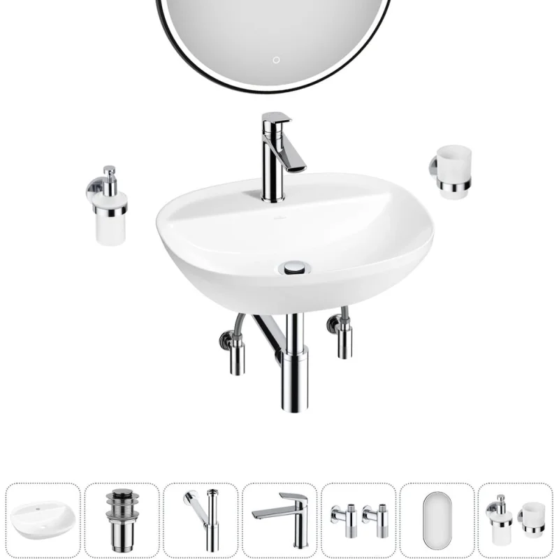 Набор Wellsee 7 в 1 Cute Twin R накладная раковина 50x42 см 20218959R