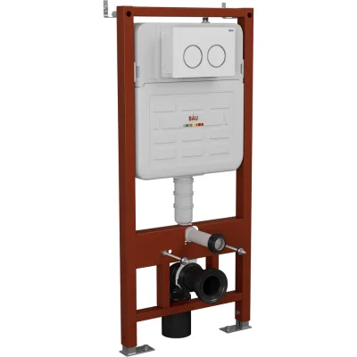 Инсталляция усиленная Bauedge BAU IDEAL, клавиша BAU Round, белый/хром E458103-E00116