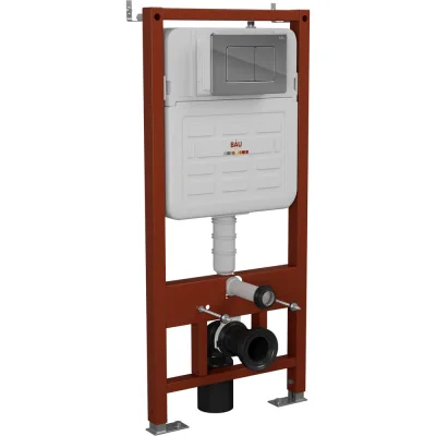 Инсталляция усиленная Bauedge BAU IDEAL, клавиша BAU Light антивандальная, нержавеющая сталь хром E458103-E00105