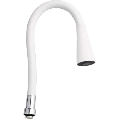 Излив для кухни AQUEDUC 348904, 50 см, гибкий, цинковая гайка, двухрежимный аэратор, белый ЭК000148904