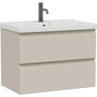 Тумба подвесная Sanstar Riana 80 с раковиной Фест 80 (комплект) для ванной комнаты, cappuccino 521.1-1.4.1.КФЕС