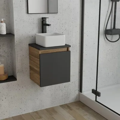 Тумба Bauedge Bau Dream Blackwood 35 с ящиком, графит, раковина BAU Mini 37x23, SD4010