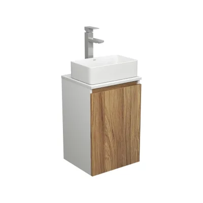 Комплект для ванной Bauedge 3 предмета (тумба Bau Dream Blackwood 40 + раковина BAU Hotel mini 37x23, белая, смеситель высокий Hotel Still) BD1590
