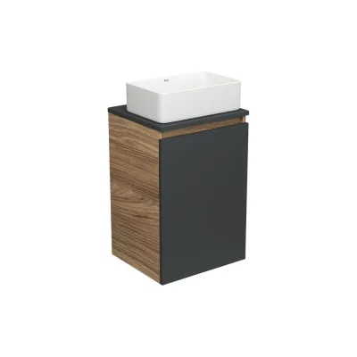 Тумба с раковиной Bauedge Bauedge (тумба Bau Dream Blackwood 40, графит + раковина санфаянс накладная прямоугольная BAU Hotel mini 37x23) BD1926